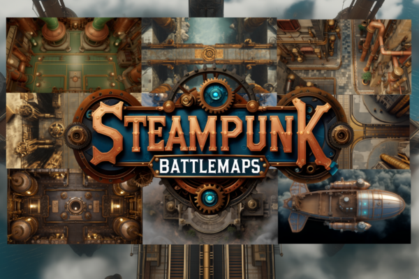 450 Steampunk Battle Maps for TTRPG and VTT