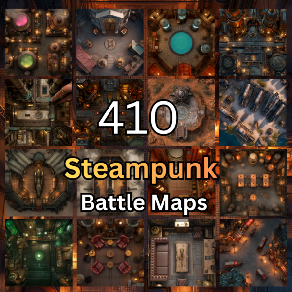 Steam-Powered Metropolis 410 Steampunk Battle Maps - Square Format for VTT